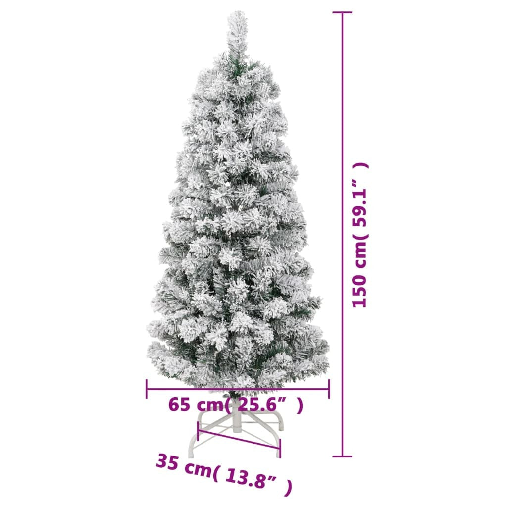 Artificial Hinged Christmas Tree with Flocked Snow 59.1
