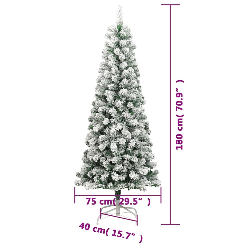 Artificial Hinged Christmas Tree with Flocked Snow 70.9