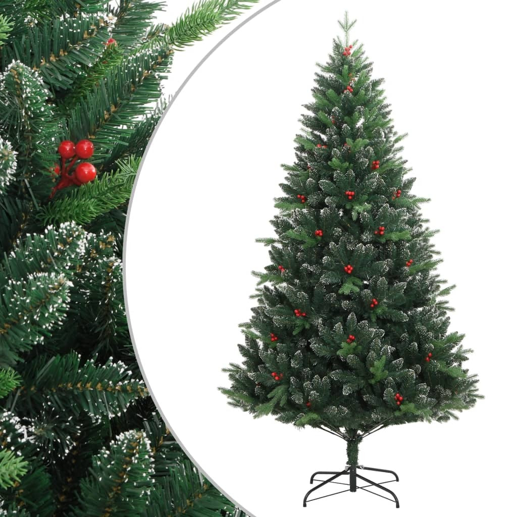 Artificial Hinged Christmas Tree with Red Berries 70.9