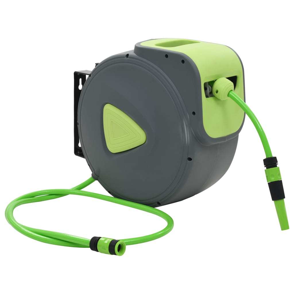 Automatic Retractable Water Hose Reel Wall Mounted 98.4'+6.6' - WoodPoly.com