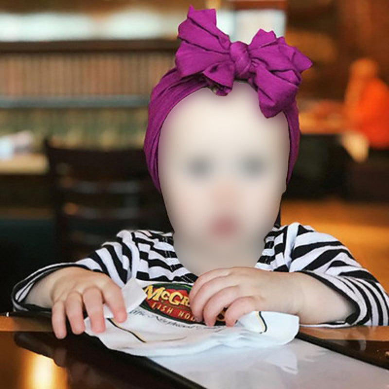 Baby Girls Headwrap Bowknot Cotton Cloth Turban Toddler Ear Hat Kids Head Cap Baby Hats - WoodPoly.com