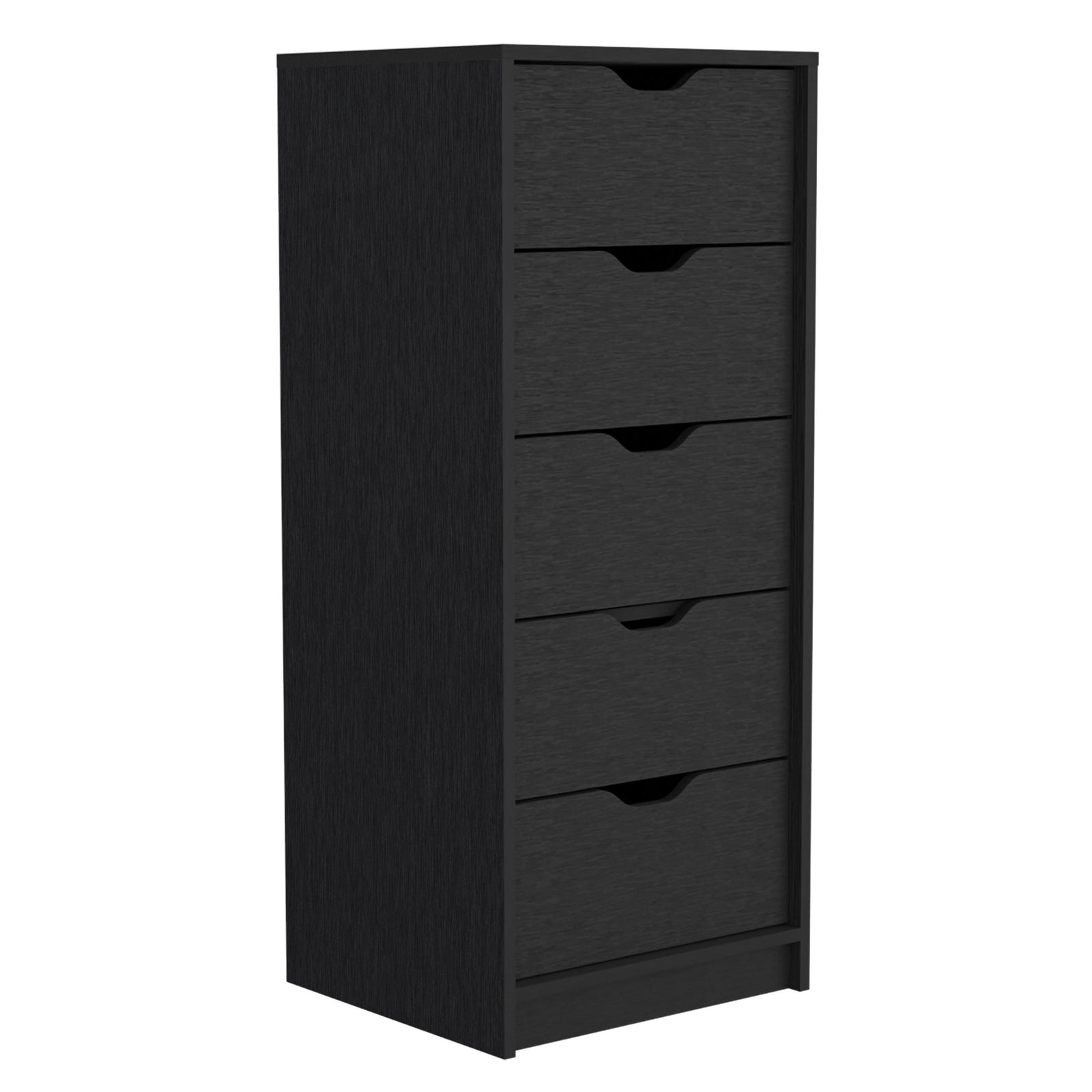 Basilea 5 Drawers Tall Dresser, Pull Out System -Black