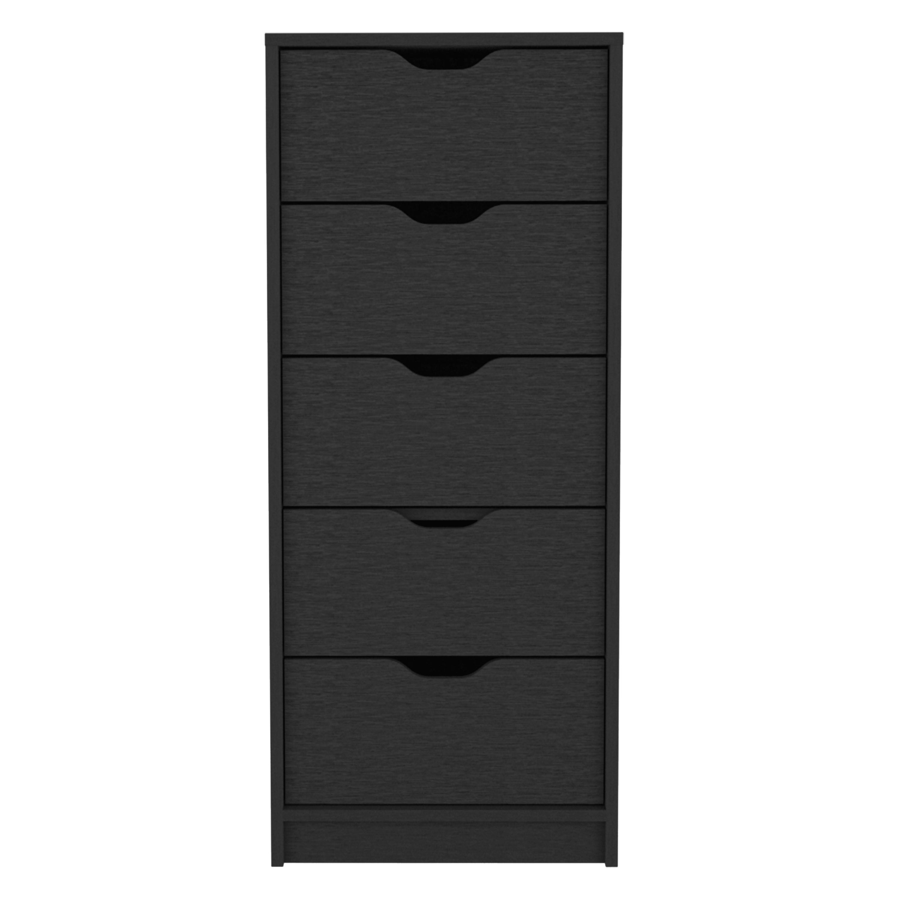 Basilea 5 Drawers Tall Dresser, Pull Out System -Black