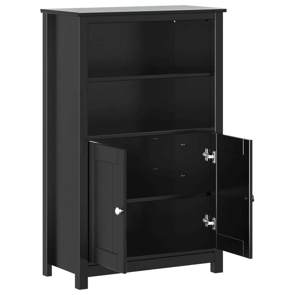 Bathroom Cabinet BERG Black 27.4"x13.4"x43.3" Solid Wood Pine