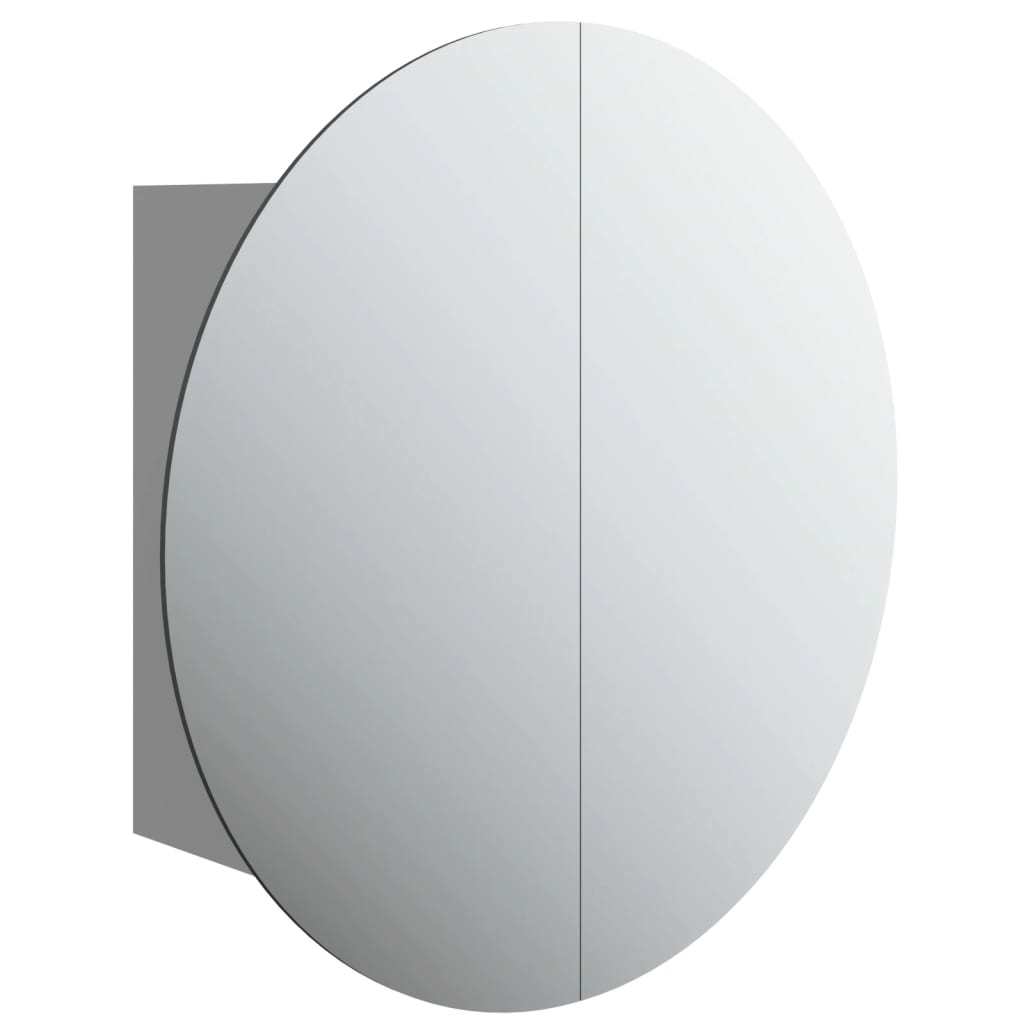 Bathroom Cabinet with Round Mirror&LED Gray 15.7