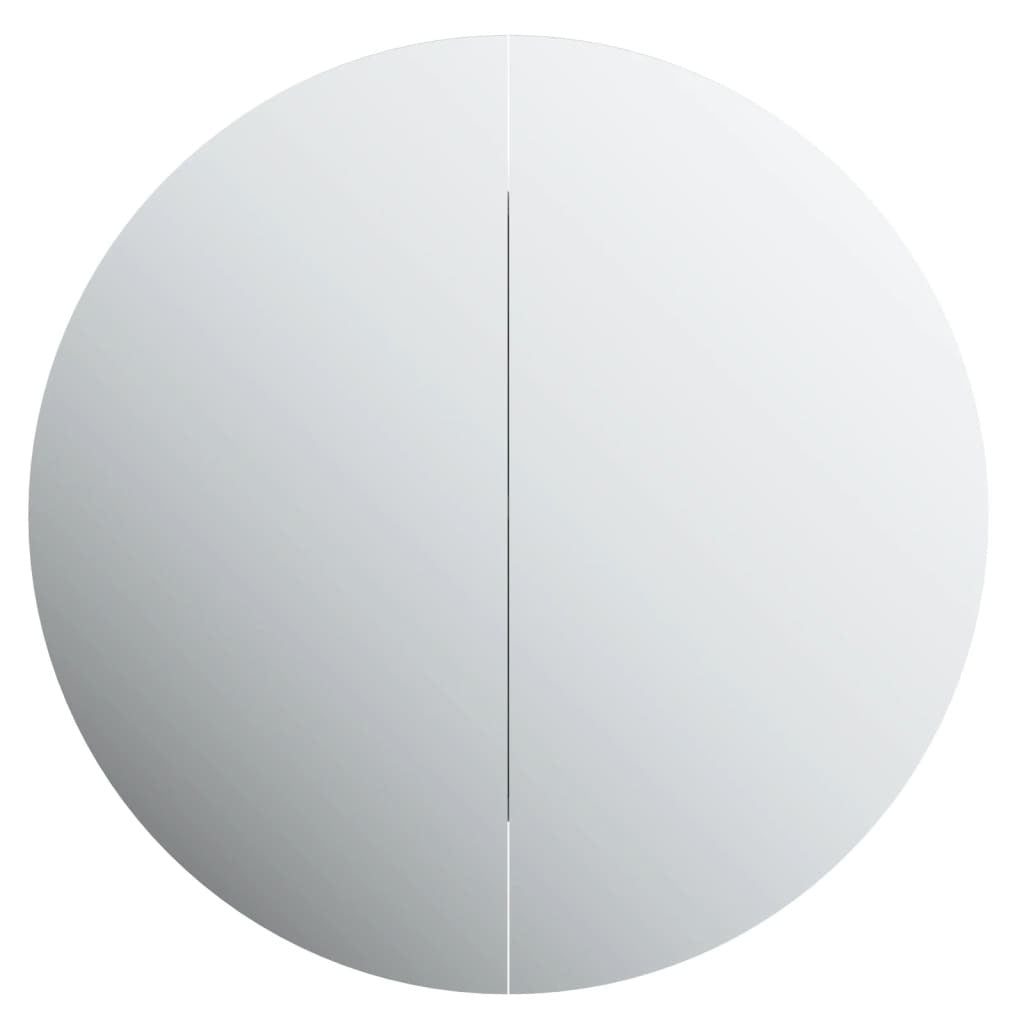 Bathroom Cabinet with Round Mirror&LED Gray 18.5