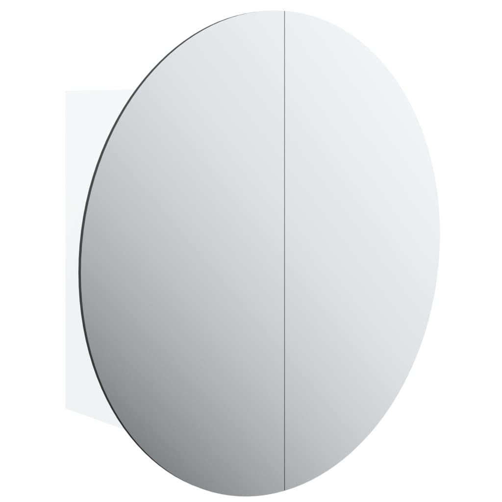 Bathroom Cabinet with Round Mirror&LED White 15.7