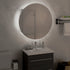 Bathroom Cabinet with Round Mirror&LED White 18.5"x18.5"x6.9"