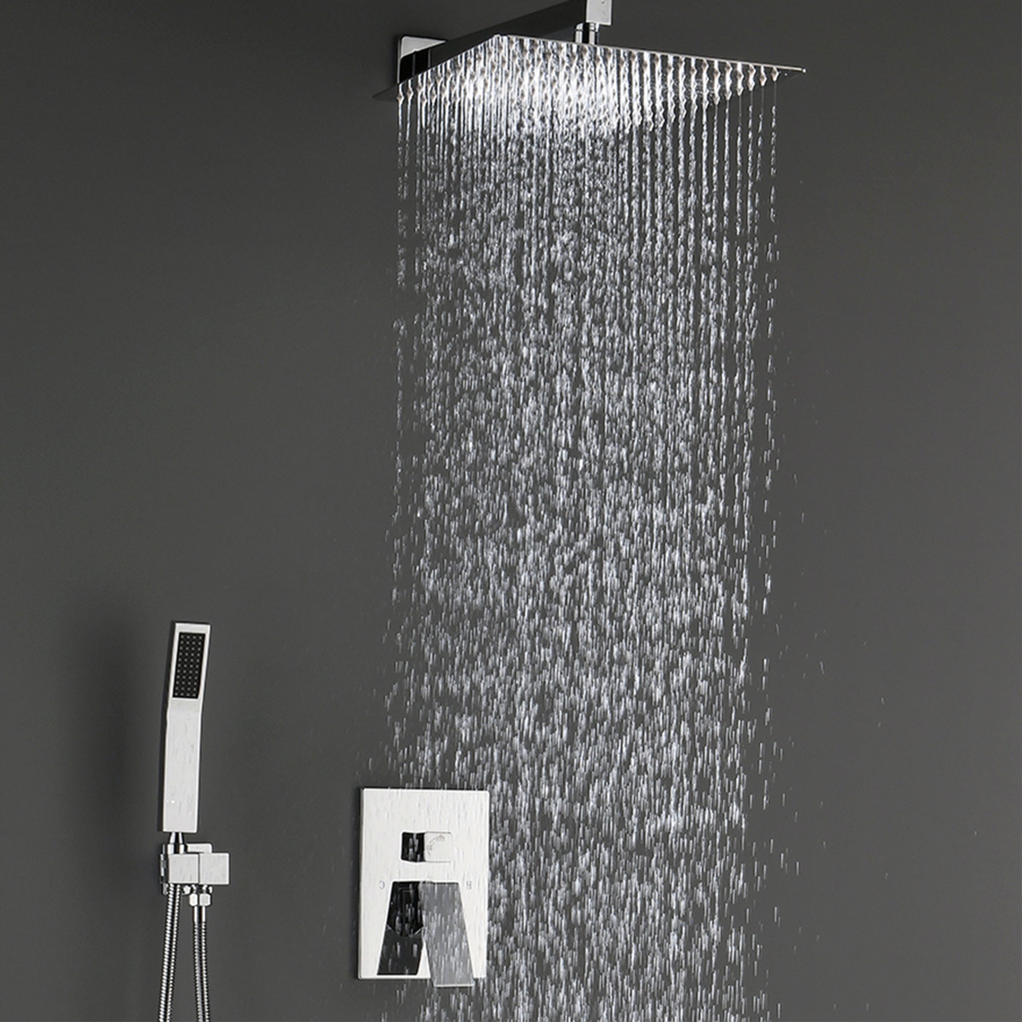 Bathroom Luxury Rain Mixer Combo Set Wall Mounted Rainfall Shower Head System Polished Chrome, (Contain Faucet Rough-in Valve Body and Trim)
