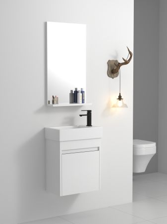 Bathroom Vanity With Single Sink,Soft Close Doors,18 Inch For Small Bathroom,18x10-00518