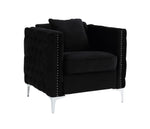 Bayberry Black Velvet Chair with 1 Pillow
