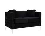 Bayberry Black Velvet Loveseat with 2 Pillows