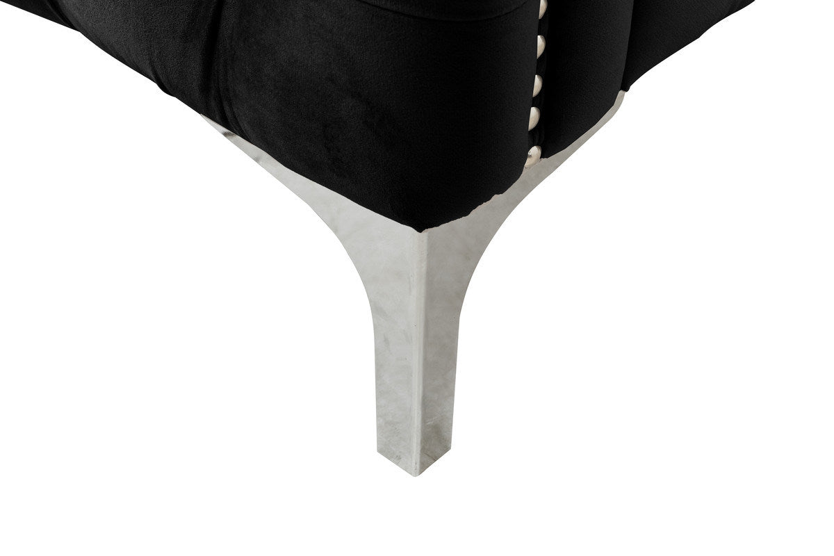 Bayberry Black Velvet Loveseat with 2 Pillows