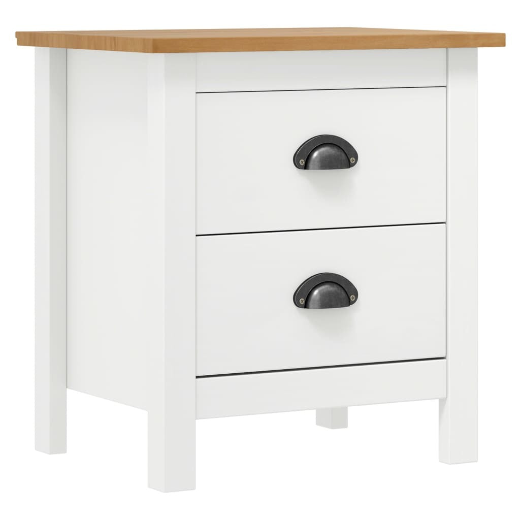 Bedside Cabinet Hill 2 pcs White 18.1"x13.8"x19.5" Solid Pine Wood