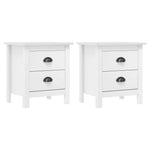 Bedside Cabinet Hill 2 pcs White 18.1"x13.8"x19.5" Solid Pine Wood