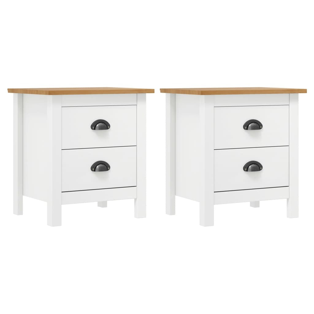 Bedside Cabinet Hill 2 pcs White 18.1"x13.8"x19.5" Solid Pine Wood