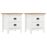 Bedside Cabinet Hill 2 pcs White 18.1"x13.8"x19.5" Solid Pine Wood