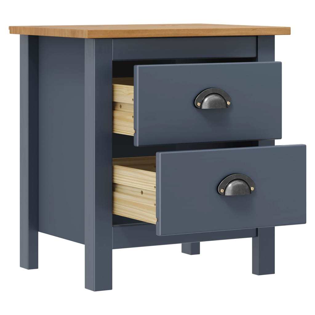 Bedside Cabinet Hill Gray 18.1"x13.8"x19.5" Solid Pine Wood