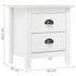 Bedside Cabinet Hill White 18.1"x13.8"x19.5" Solid Pine Wood