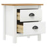 Bedside Cabinet Hill White 18.1"x13.8"x19.5" Solid Pine Wood
