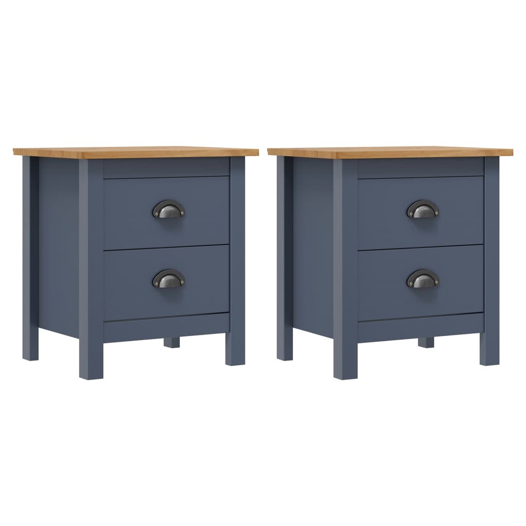 Bedside Cabinets Hill 2pcs Gray 18.1"x13.8"x19.5" Pine Wood