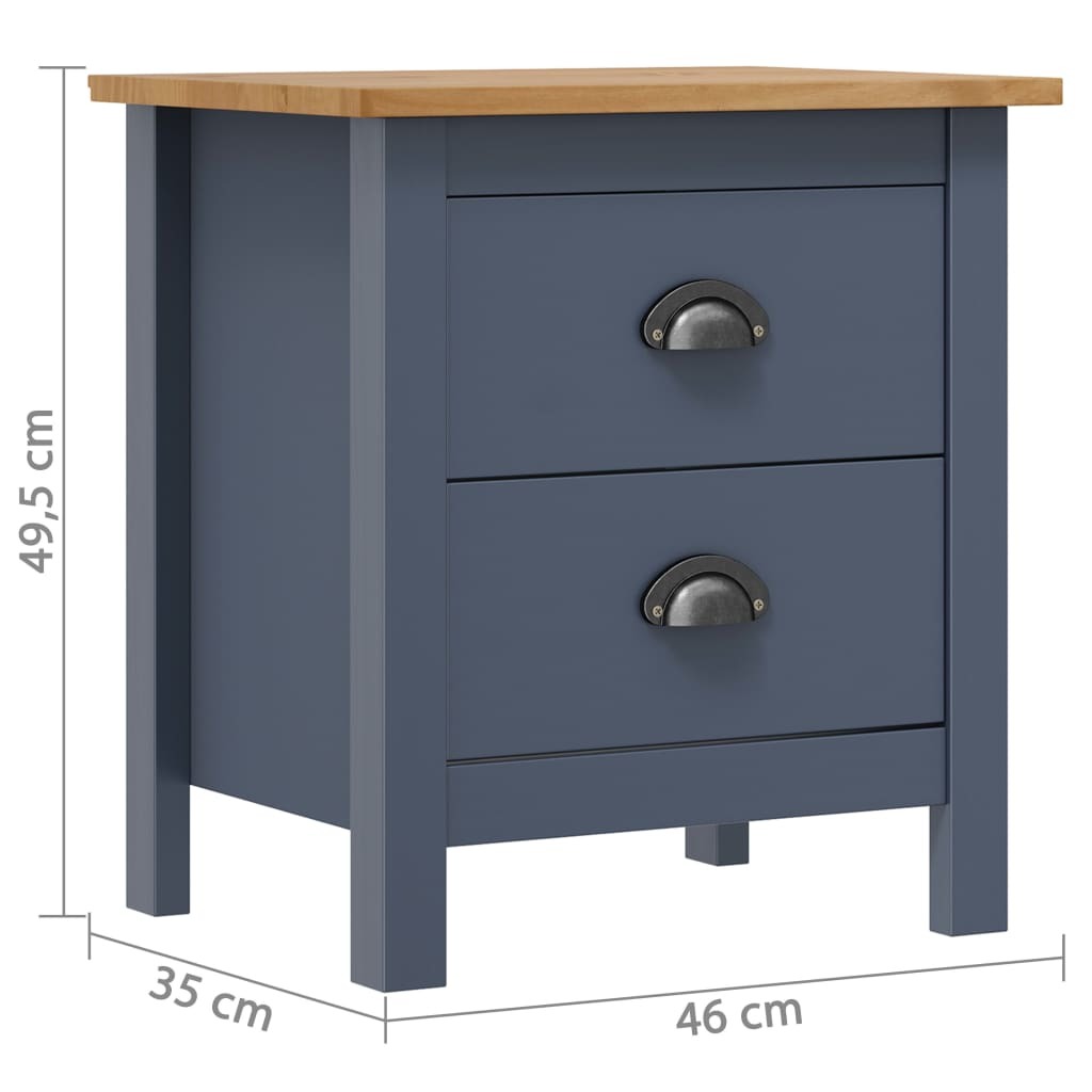 Bedside Cabinets Hill 2pcs Gray 18.1"x13.8"x19.5" Pine Wood