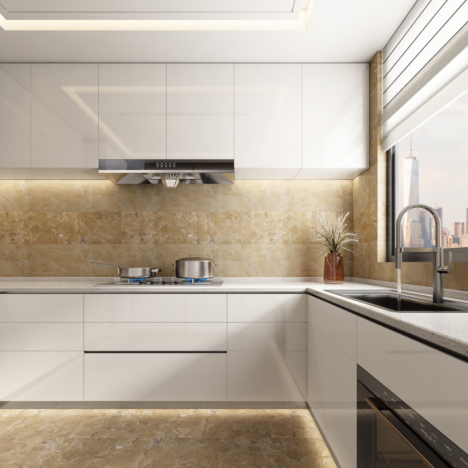 Beige marble, natural marble, for wall and floor, polished marble tile, natural stone