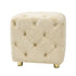 Beige Modern Velvet Upholstered Ottoman, Exquisite Small End Table, Soft Foot Stool,Dressing Makeup Chair, Comfortable Seat for Living Room, Bedroom, Entrance