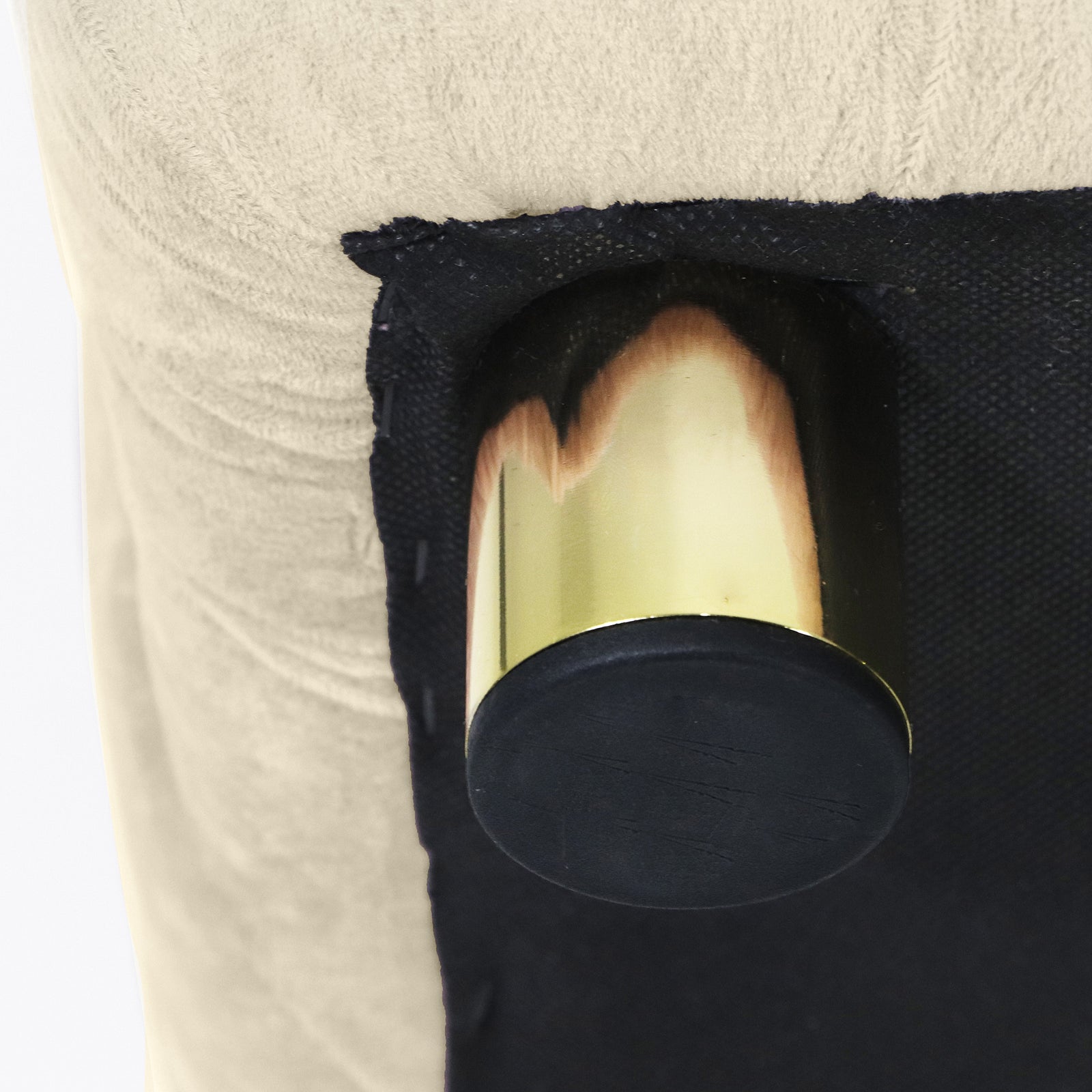 Beige Modern Velvet Upholstered Ottoman, Exquisite Small End Table, Soft Foot Stool,Dressing Makeup Chair, Comfortable Seat for Living Room, Bedroom, Entrance