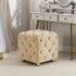 Beige Modern Velvet Upholstered Ottoman, Exquisite Small End Table, Soft Foot Stool,Dressing Makeup Chair, Comfortable Seat for Living Room, Bedroom, Entrance