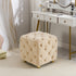 Beige Modern Velvet Upholstered Ottoman, Exquisite Small End Table, Soft Foot Stool,Dressing Makeup Chair, Comfortable Seat for Living Room, Bedroom, Entrance