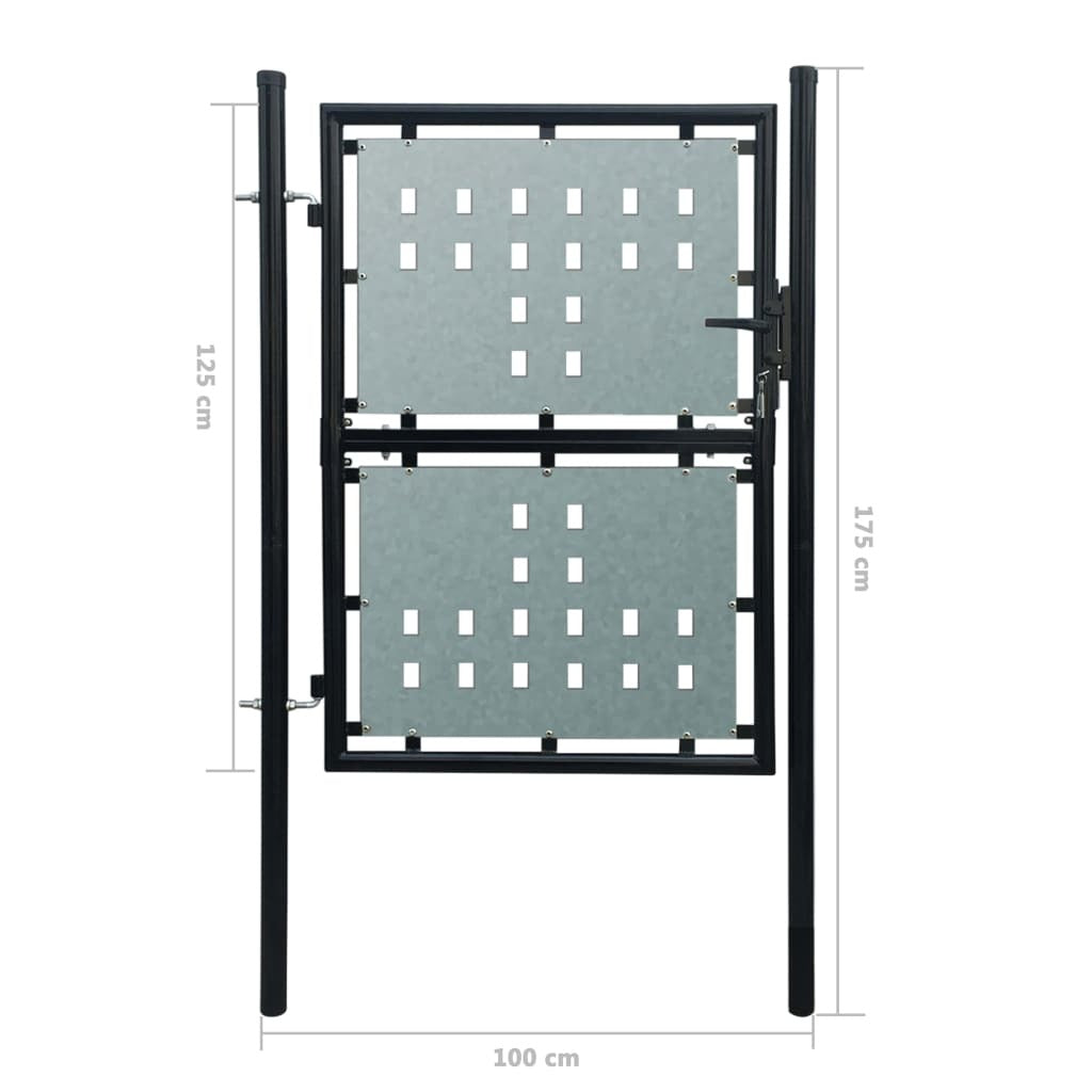 Black Single Door Fence Gate 39.4