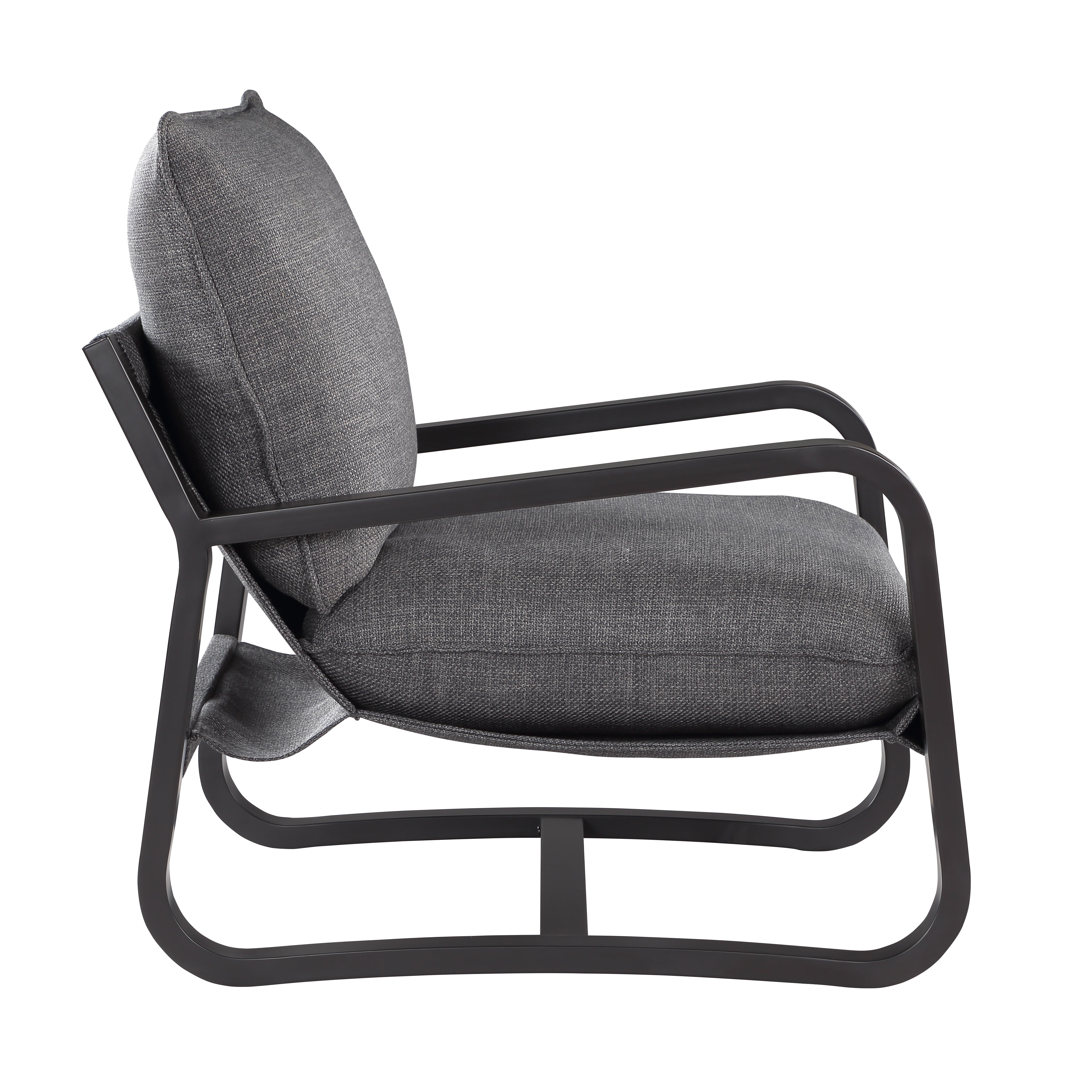 Blaire Sling Chair Upholstered in Charcoal Fabric with Metal Frame
