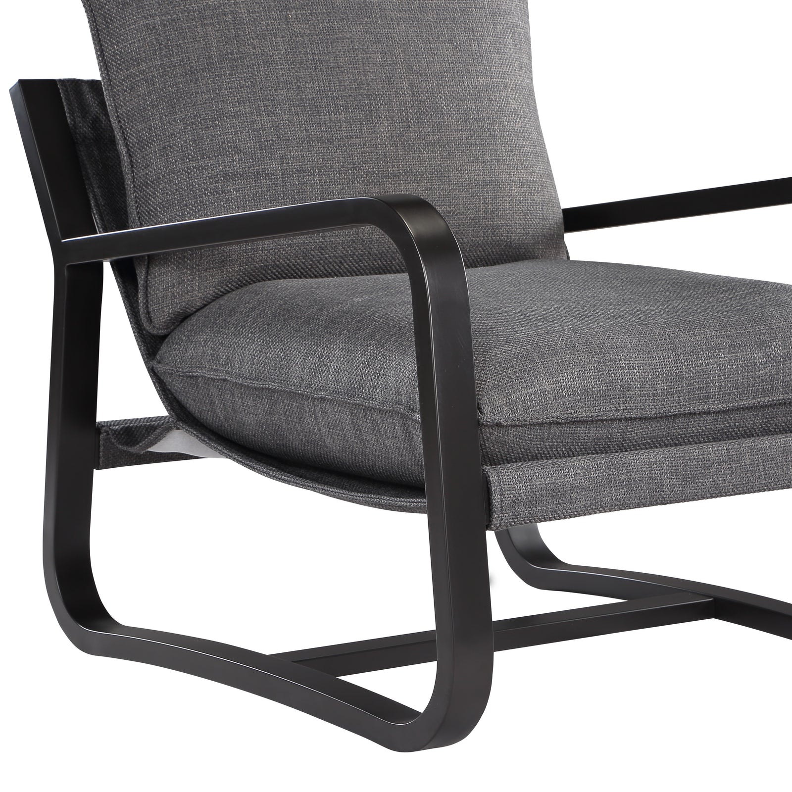 Blaire Sling Chair Upholstered in Charcoal Fabric with Metal Frame