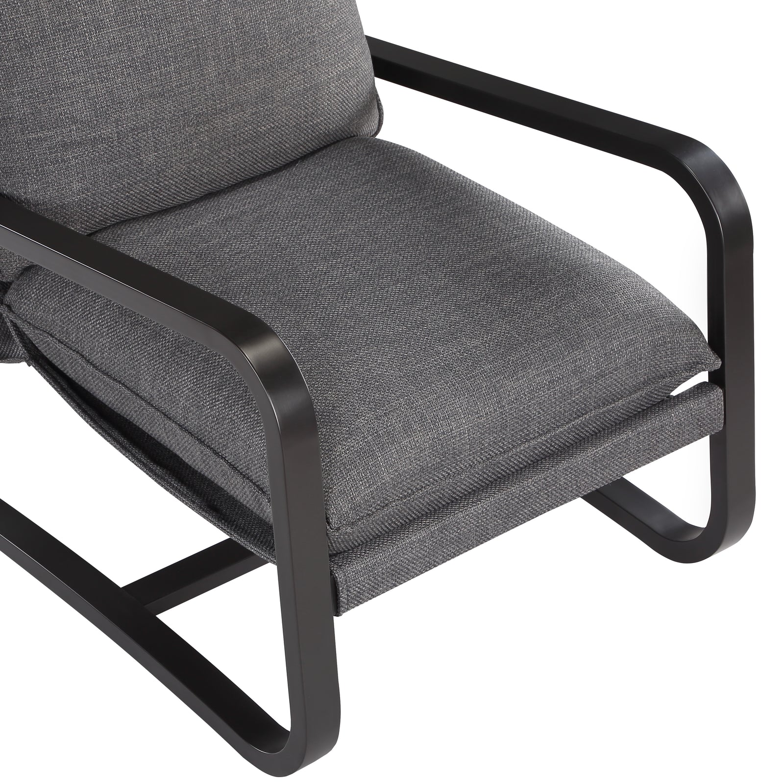 Blaire Sling Chair Upholstered in Charcoal Fabric with Metal Frame