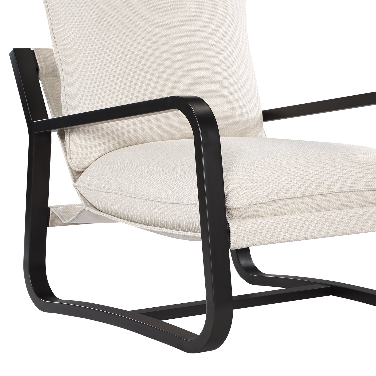 Blaire Sling Chair Upholstered in Oatmeal Fabric with Metal Frame