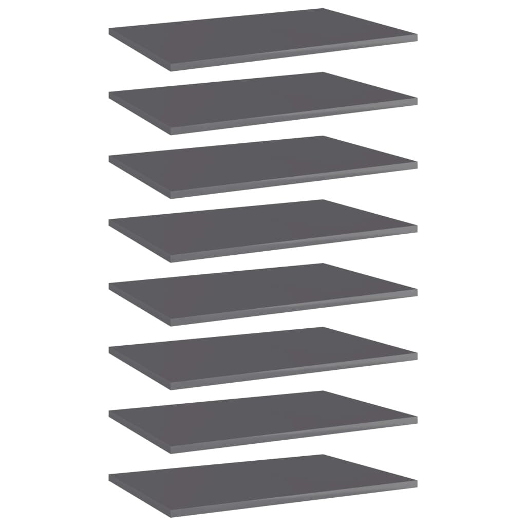 Bookshelf Boards 8 pcs High Gloss Gray 23.6"x15.7"x0.6" Engineered Wood - WoodPoly.com