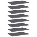 Bookshelf Boards 8 pcs High Gloss Gray 23.6"x15.7"x0.6" Engineered Wood - WoodPoly.com
