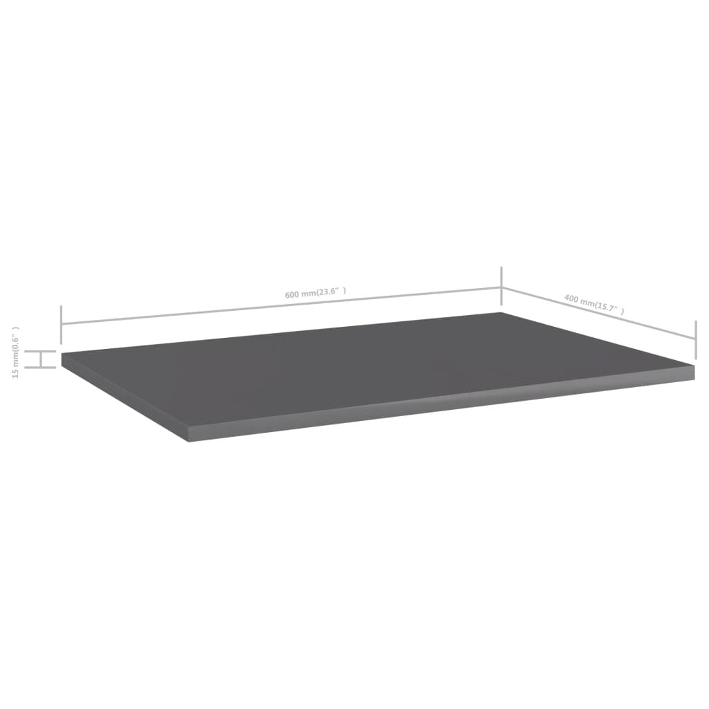 Bookshelf Boards 8 pcs High Gloss Gray 23.6