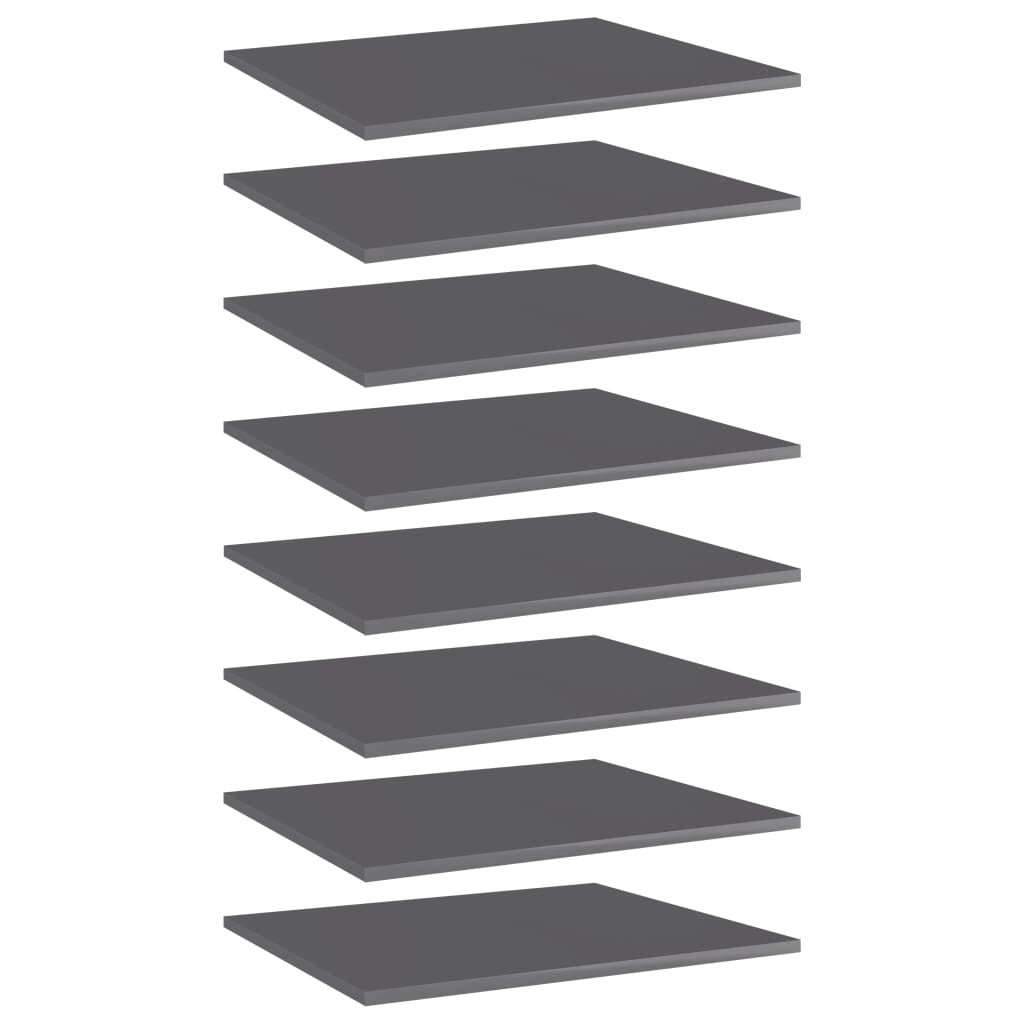 Bookshelf Boards 8 pcs High Gloss Gray 23.6