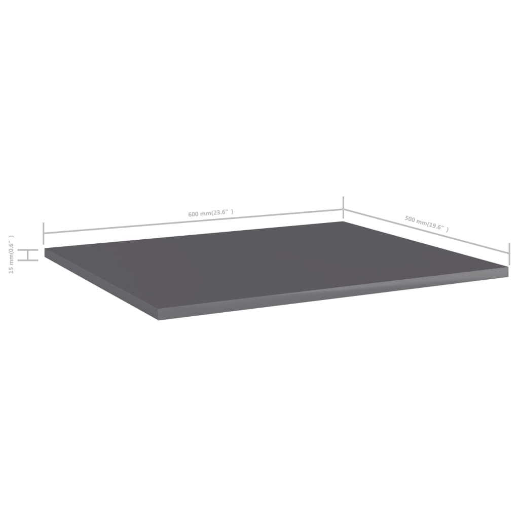 Bookshelf Boards 8 pcs High Gloss Gray 23.6