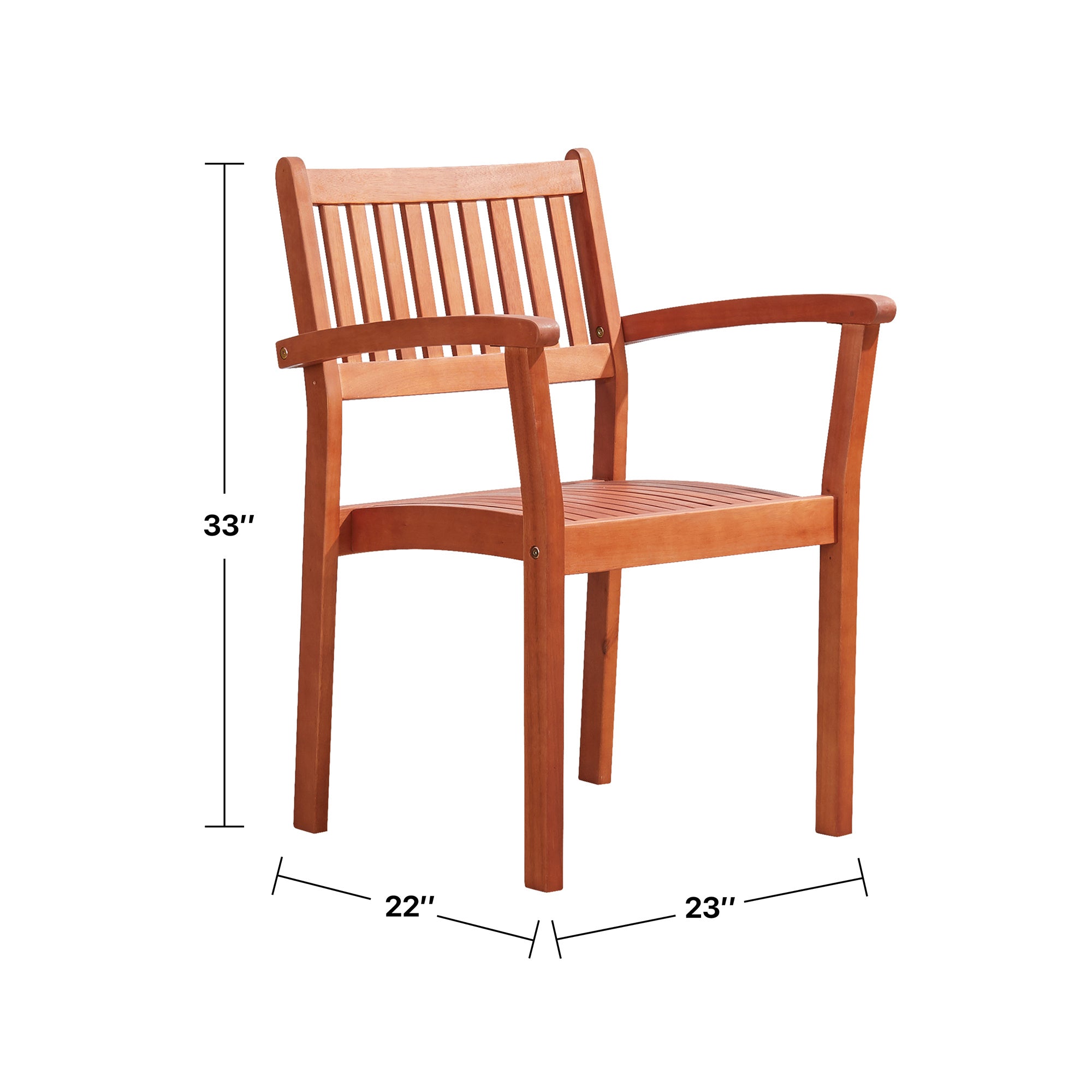 Caladesi Reddish Brown Wood Coastal Stackable Patio Armchair (Set of 2)