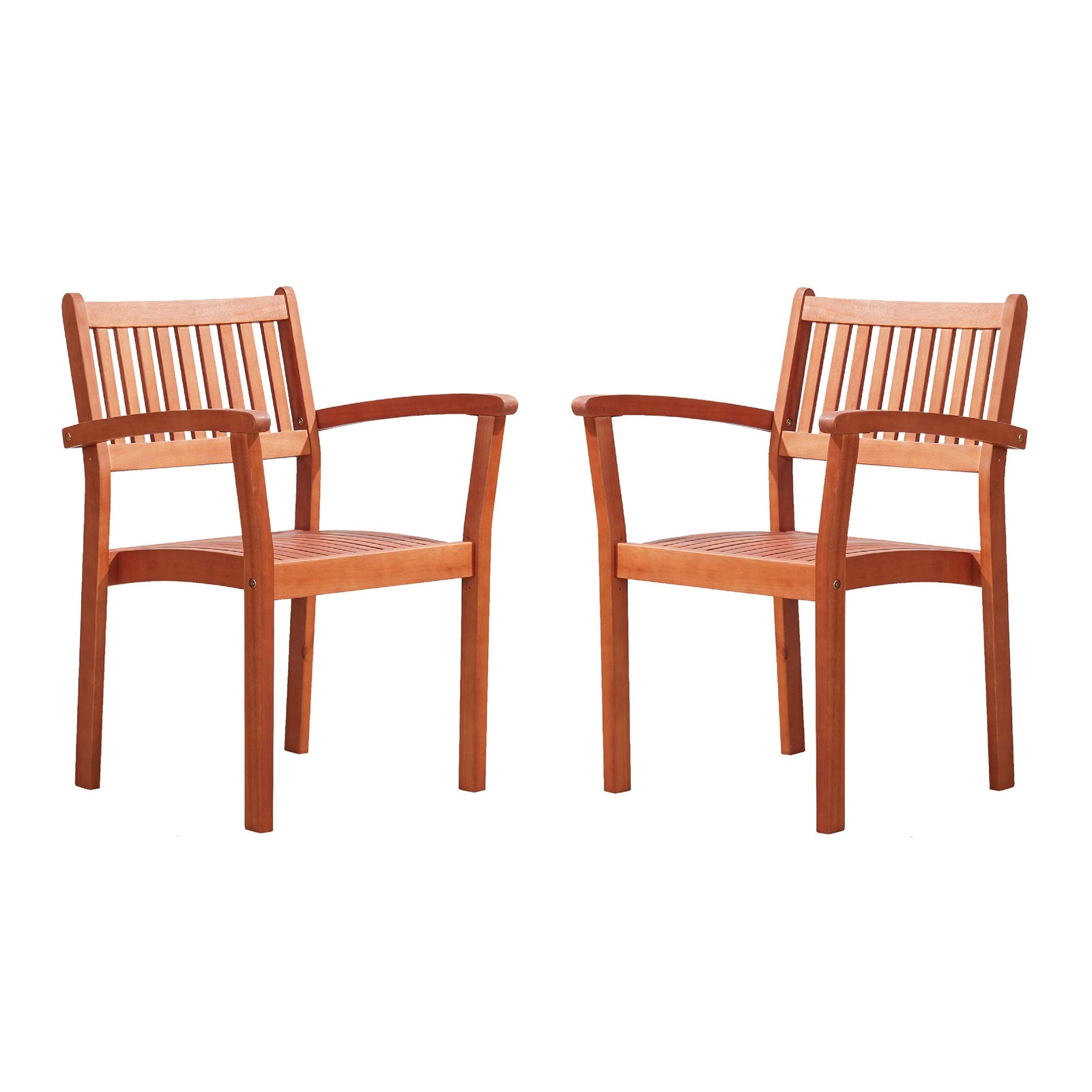 Caladesi Reddish Brown Wood Coastal Stackable Patio Armchair (Set of 2)