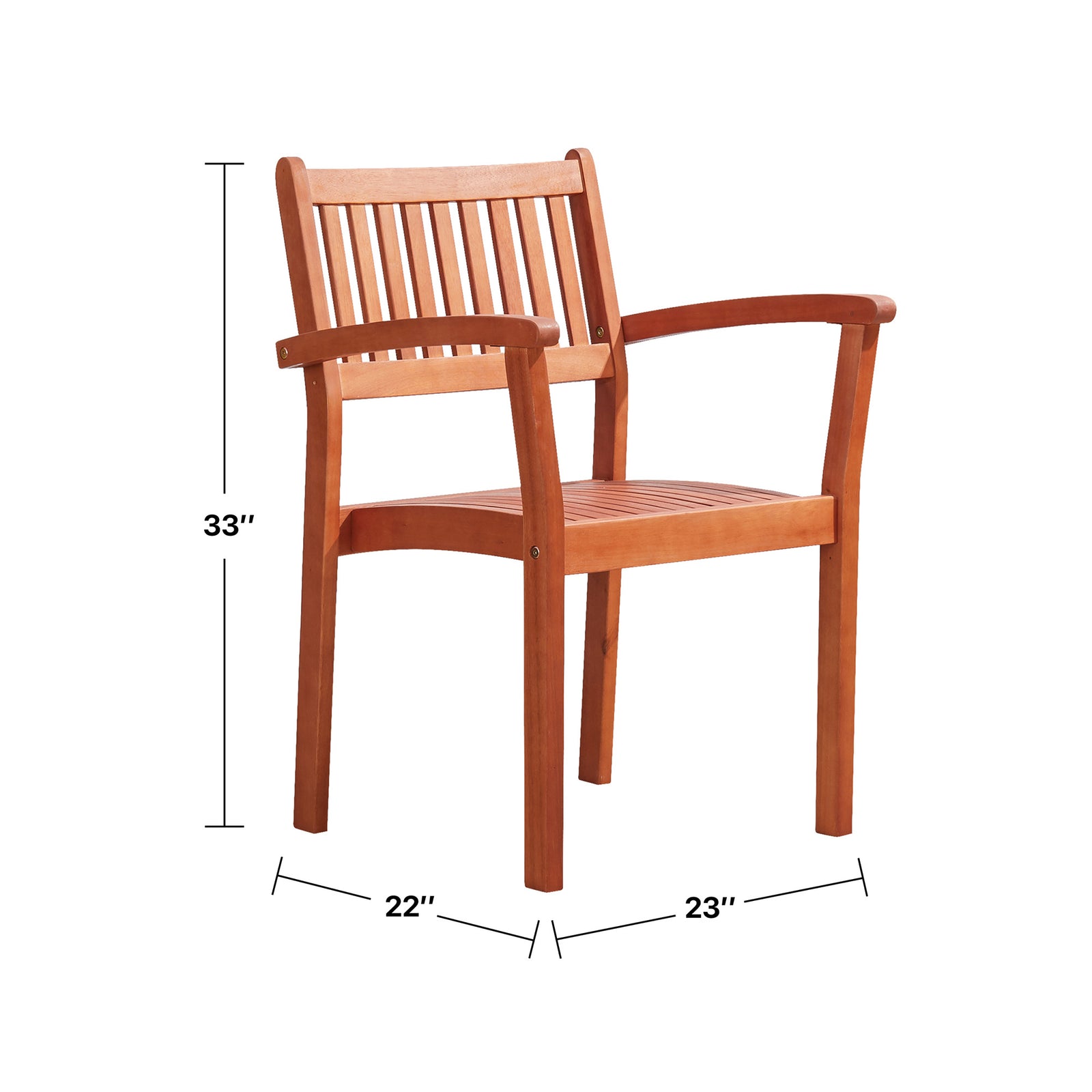 Caladesi Reddish Brown Wood Coastal Stackable Patio Armchair (Set of 2)