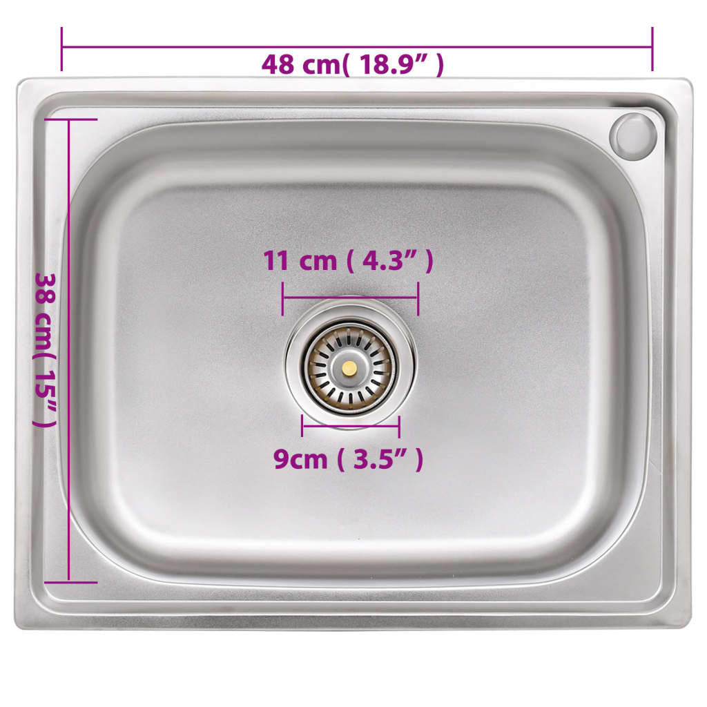 Camping Sink Single Basin Stainless Steel