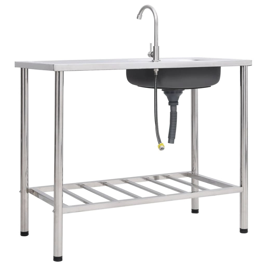 Camping Sink Single Basin with Tap Stainless Steel