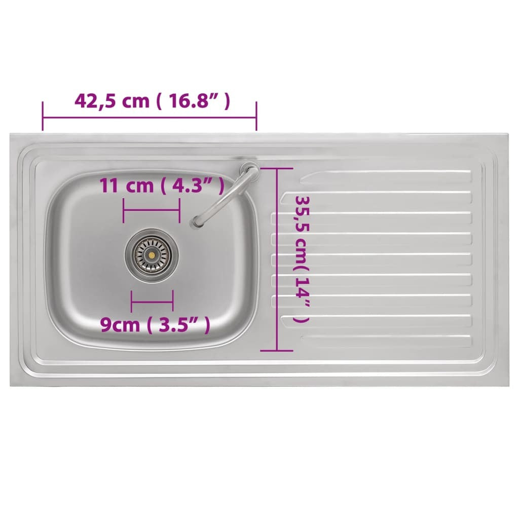 Camping Sink Single Basin with Tap Stainless Steel