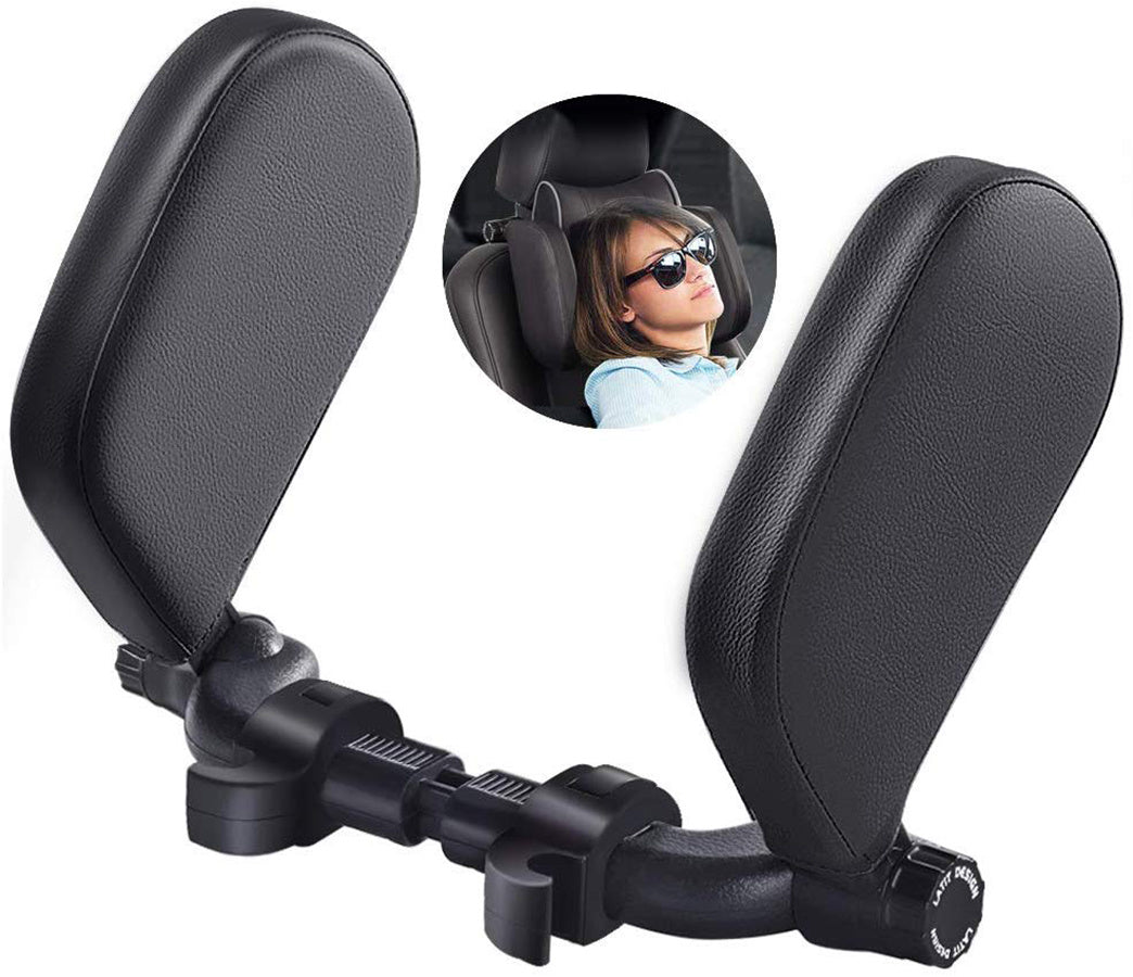 Car Travel Headrest Car Seat Headrest Pillow Adjustable PU Leather Head Neck Pillow Headrest for Travel Sleep Neck Support - WoodPoly.com