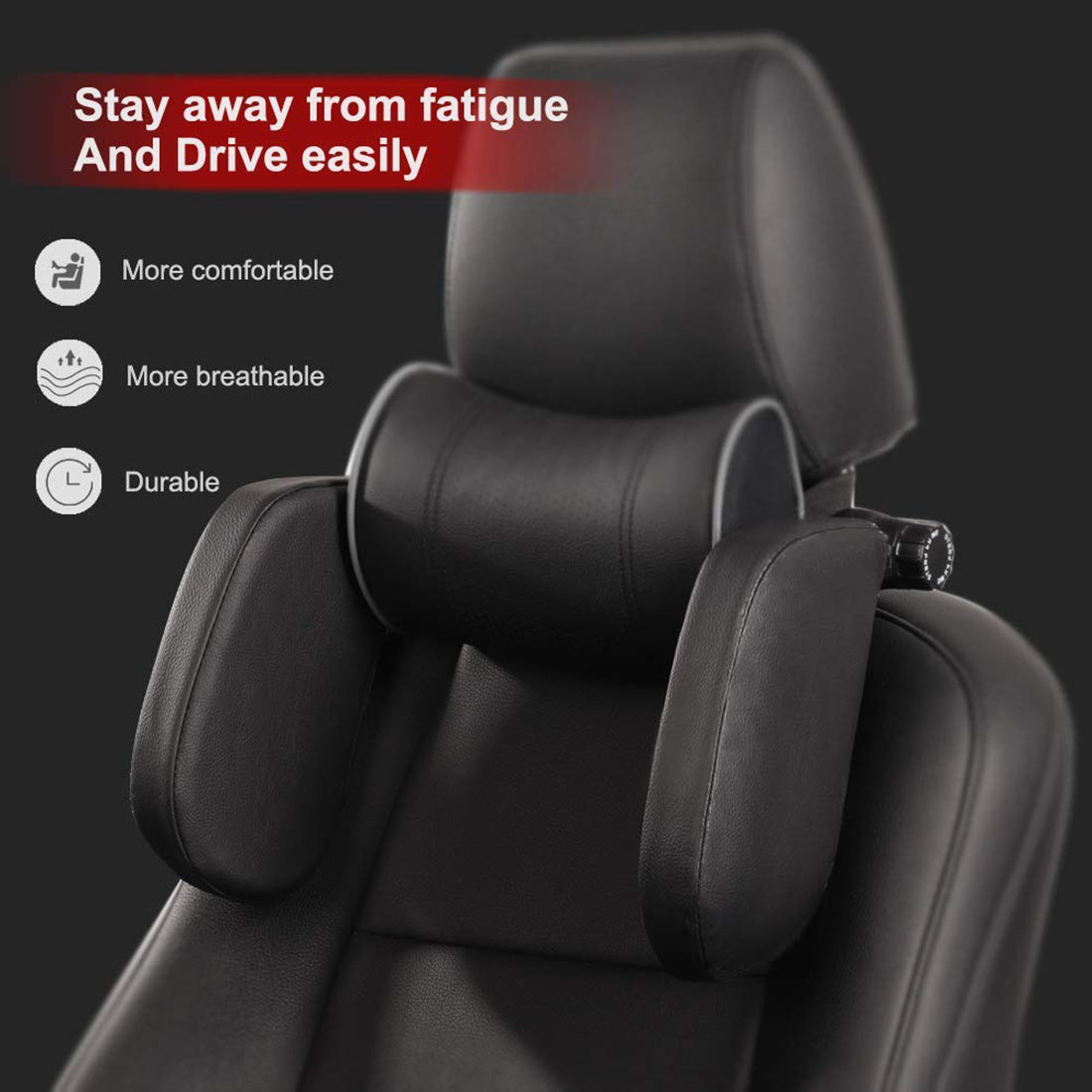 Car Travel Headrest Car Seat Headrest Pillow Adjustable PU Leather Head Neck Pillow Headrest for Travel Sleep Neck Support - WoodPoly.com