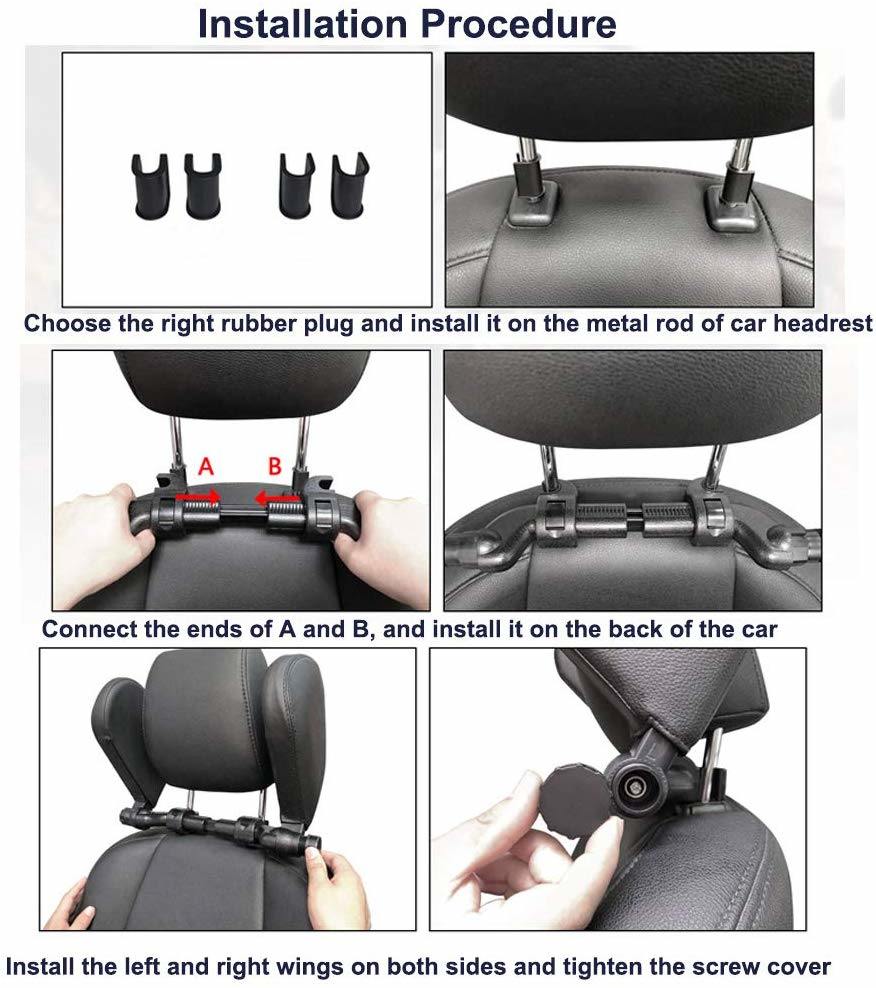 Car Travel Headrest Car Seat Headrest Pillow Adjustable PU Leather Head Neck Pillow Headrest for Travel Sleep Neck Support - WoodPoly.com